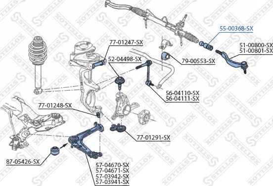 Stellox 55-00368-SX - Осьовий шарнір, рульова тяга autozip.com.ua