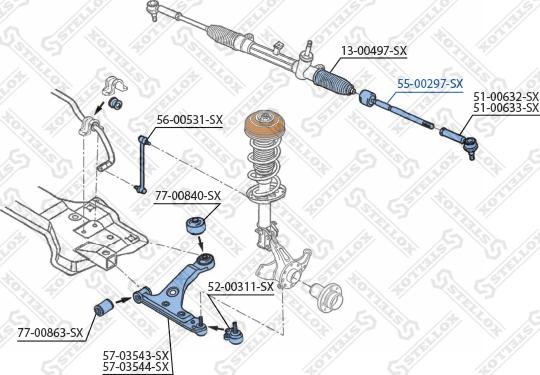 Stellox 55-00297-SX - Осьовий шарнір, рульова тяга autozip.com.ua