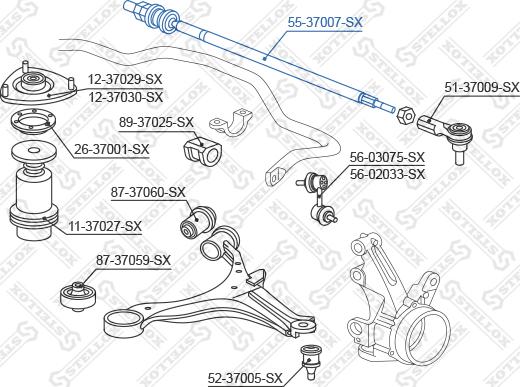 Stellox 55-37007-SX - Осьовий шарнір, рульова тяга autozip.com.ua