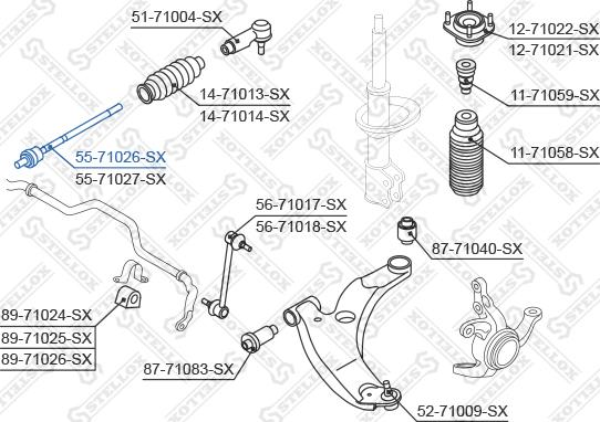 Stellox 55-71026-SX - Осьовий шарнір, рульова тяга autozip.com.ua