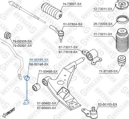 Stellox 56-00195-SX - Тяга / стійка, стабілізатор autozip.com.ua