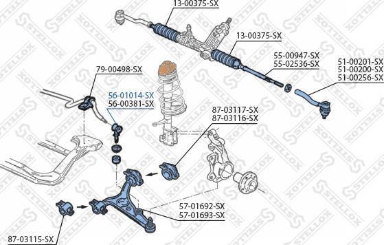 Stellox 56-01014-SX - Тяга / стійка, стабілізатор autozip.com.ua