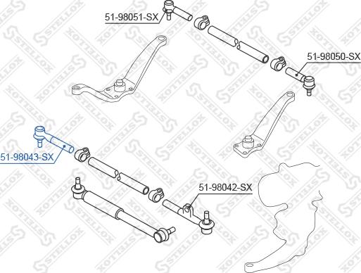 Stellox 51-98043-SX - Наконечник рульової тяги, кульовий шарнір autozip.com.ua