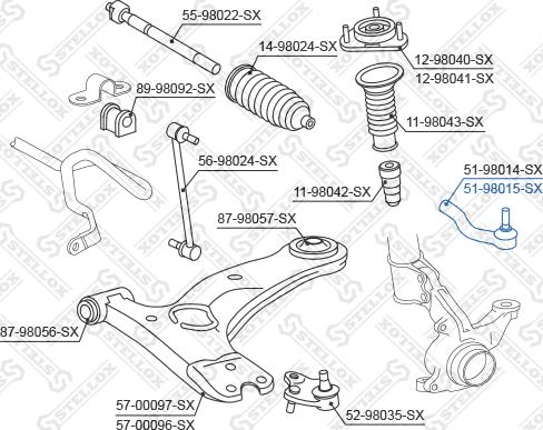 Stellox 51-98015-SX - Наконечник рульової тяги, кульовий шарнір autozip.com.ua