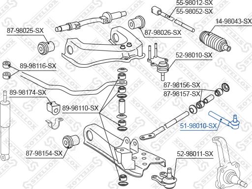 Stellox 51-98010-SX - Наконечник рульової тяги, кульовий шарнір autozip.com.ua