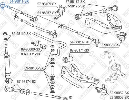 Stellox 51-98011-SX - Наконечник рульової тяги, кульовий шарнір autozip.com.ua