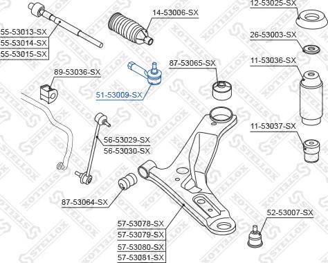 Stellox 51-53009-SX - Наконечник рульової тяги, кульовий шарнір autozip.com.ua