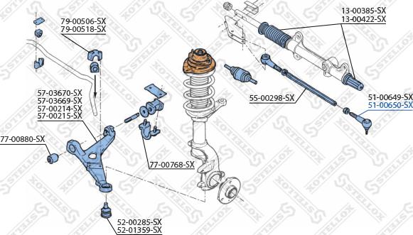 Stellox 51-00650-SX - Наконечник рульової тяги, кульовий шарнір autozip.com.ua