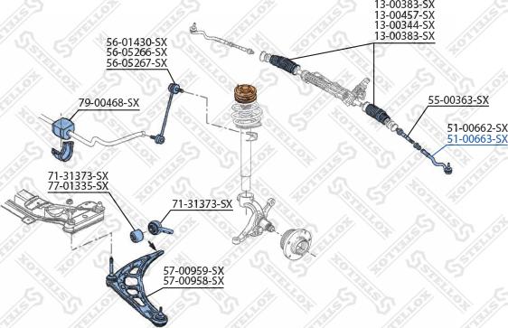 Stellox 51-00663-SX - Наконечник рульової тяги, кульовий шарнір autozip.com.ua