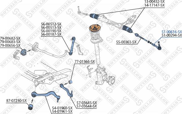 Stellox 51-00616-SX - Наконечник рульової тяги, кульовий шарнір autozip.com.ua