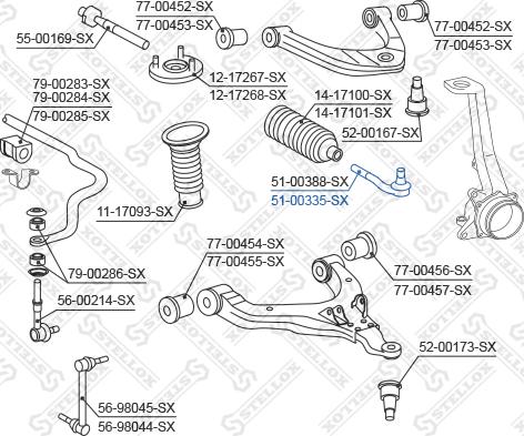 Stellox 51-00335-SX - Наконечник рульової тяги, кульовий шарнір autozip.com.ua