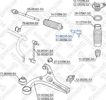 Stellox 51-00295-SX - Наконечник рульової тяги, кульовий шарнір autozip.com.ua