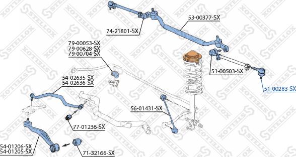 Stellox 51-00283-SX - Наконечник рульової тяги, кульовий шарнір autozip.com.ua