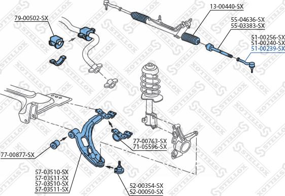 Stellox 51-00239-SX - Наконечник рульової тяги, кульовий шарнір autozip.com.ua