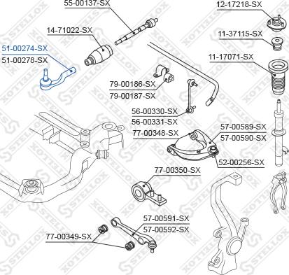 Stellox 51-00274-SX - Наконечник рульової тяги, кульовий шарнір autozip.com.ua