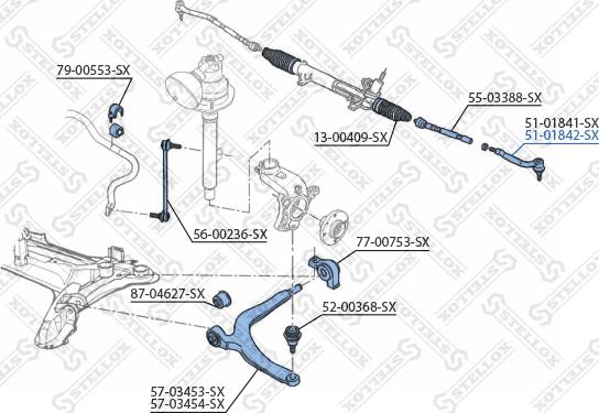 Stellox 51-01842-SX - Наконечник рульової тяги, кульовий шарнір autozip.com.ua