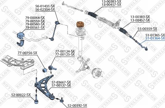 Stellox 51-01364-SX - Наконечник рульової тяги, кульовий шарнір autozip.com.ua