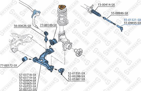 Stellox 51-01321-SX - Наконечник рульової тяги, кульовий шарнір autozip.com.ua