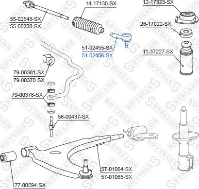 Stellox 51-02456-SX - Наконечник рульової тяги, кульовий шарнір autozip.com.ua