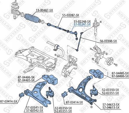 Stellox 51-02247-SX - Наконечник рульової тяги, кульовий шарнір autozip.com.ua