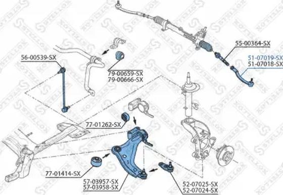 Stellox 51-07019-SX - Наконечник рульової тяги, кульовий шарнір autozip.com.ua