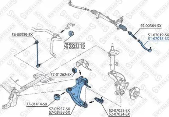 Stellox 51-07018-SX - Наконечник рульової тяги, кульовий шарнір autozip.com.ua