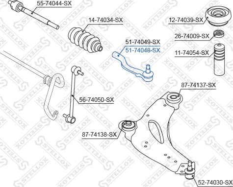 Stellox 51-74048-SX - Наконечник рульової тяги, кульовий шарнір autozip.com.ua