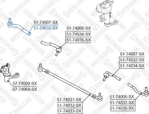 Stellox 51-74032-SX - Наконечник рульової тяги, кульовий шарнір autozip.com.ua