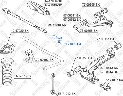 Stellox 51-71009-SX - Наконечник рульової тяги, кульовий шарнір autozip.com.ua