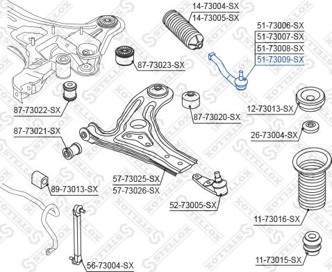 Stellox 51-73009-SX - Наконечник рульової тяги, кульовий шарнір autozip.com.ua