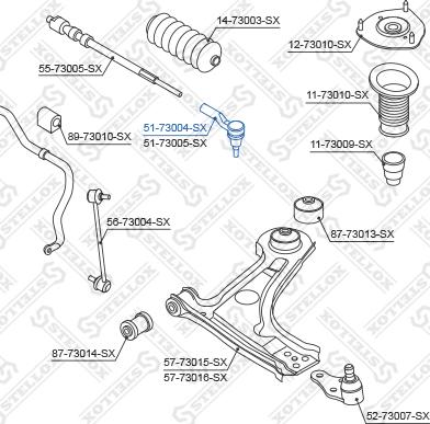 Stellox 51-73004-SX - Наконечник рульової тяги, кульовий шарнір autozip.com.ua