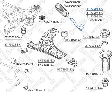 Stellox 51-73006-SX - Наконечник рульової тяги, кульовий шарнір autozip.com.ua