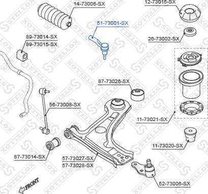 Stellox 51-73001-SX - Наконечник рульової тяги, кульовий шарнір autozip.com.ua