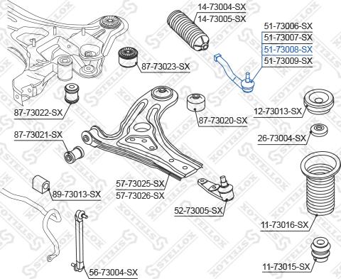 Stellox 51-73008-SX - Наконечник рульової тяги, кульовий шарнір autozip.com.ua