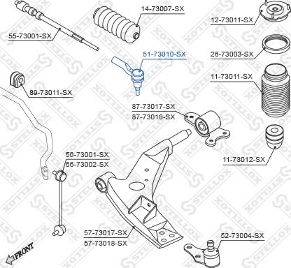 Stellox 51-73010-SX - Наконечник рульової тяги, кульовий шарнір autozip.com.ua