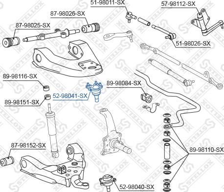 Stellox 52-98041-SX - Шарова опора, несучий / направляючий шарнір autozip.com.ua