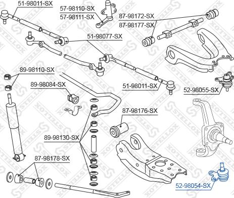 Stellox 52-98054-SX - Шарова опора, несучий / направляючий шарнір autozip.com.ua