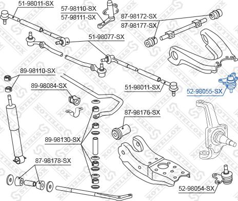 Stellox 52-98055-SX - Шарова опора, несучий / направляючий шарнір autozip.com.ua