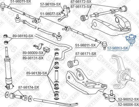 Stellox 52-98053-SX - Шарова опора, несучий / направляючий шарнір autozip.com.ua