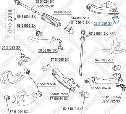 Stellox 52-51020-SX - Шарова опора, несучий / направляючий шарнір autozip.com.ua