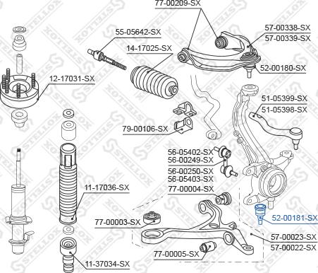 Stellox 52-00181-SX - Шарова опора, несучий / направляючий шарнір autozip.com.ua