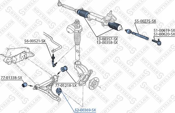 Stellox 52-00369-SX - Шарова опора, несучий / направляючий шарнір autozip.com.ua