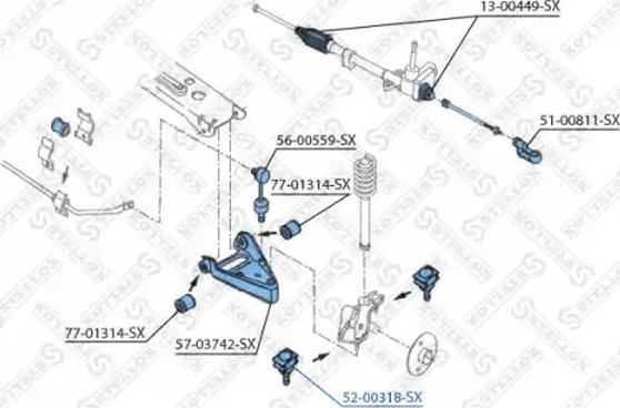 Stellox 52-00318-SX - Шарова опора, несучий / направляючий шарнір autozip.com.ua