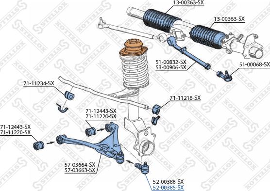 Stellox 52-00385-SX - Шарова опора, несучий / направляючий шарнір autozip.com.ua