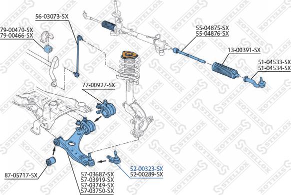 Stellox 52-00323-SX - Шарова опора, несучий / направляючий шарнір autozip.com.ua