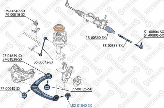 Stellox 52-01840-SX - Шарова опора, несучий / направляючий шарнір autozip.com.ua