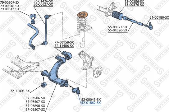 Stellox 52-01862-SX - Шарова опора, несучий / направляючий шарнір autozip.com.ua