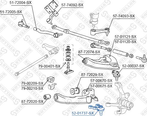 Stellox 52-01737-SX - Шарова опора, несучий / направляючий шарнір autozip.com.ua