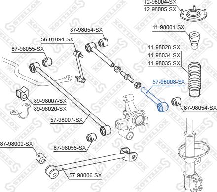 Stellox 57-98008-SX - Тяга / стійка, підвіска колеса autozip.com.ua