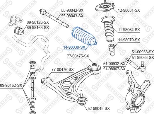 Stellox 14-98038-SX - Пильник, рульове управління autozip.com.ua
